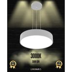 Drum 40CM (Gri Kasa, Sarı Işık) Ledli Modern Sarkıt LED Avize, Salon, Mutfak, Oturma Yatak Odası, Sarkıt