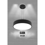 Drum 40CM (Siyah Kasa, Beyaz Işık) Ledli Modern LED Avize, Salon, Mutfak, Oturma Yatak Odası, Sarkıt - 1