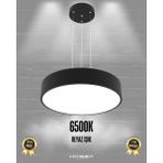 Drum 40CM (Siyah Kasa, Beyaz Işık) Ledli Modern Sarkıt LED Avize, Salon, Mutfak, Oturma Yatak Odası, Sarkıt