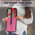 DRUM STICK SAKLAMA ÇANTASI TAŞINABİLİR KULLANIŞLI VAKA DAVETÇİ İÇİN BAGET TUTUCU DIŞ MEKAN SİYAH KIRMIZI YEŞİL MAVİ PEMBE (Pembe)