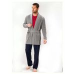 D's Damat 03004 5'li Gri Triko Robdöşambr Damat Pijama Seti