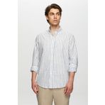 D's Damat 0HC02ORT06265 Slim Fit Mavi Keten Görünümlü Gömlek