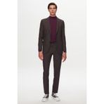 D's Damat 1HC05IM05577M Slim Fit Kahverengi Baskılı Kırışmayan Sihirli Takım Elbise