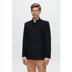 D's Damat 1HCK78ORT5033 Regular Fit Lacivert Dik Yaka Kaşe Kaban