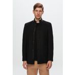 D's Damat 1HCK78ORT5033 Regular Fit Siyah Dik Yaka Kaşe Kaban