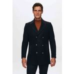 D's Damat 1HF08ORT10005 Regular Fit Lacivert Denizci Metal Düğme Detaylı Kaşe Kaban