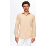 D's Damat 2HF02ORT5185 Slim Fit Bej İtalyan Yaka Erkek Gömlek