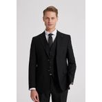 D's Damat 4HFY5ORT01599 Slim Fit Siyah Yelekli Takım Elbise
