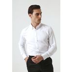 D's Damat 5HC02ORT07265 Slim Fit Beyaz Armürlü Erkek Gömlek