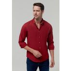 D's Damat 5HC02ORT07265 Slim Fit Bordo Armürlü Erkek Gömlek