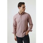 D's Damat 5HC02ORT07265 Slim Fit Kırmızı Armürlü Erkek Gömlek