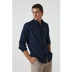D's Damat 5HC02ORT07265 Slim Fit Lacivert Armürlü Pamuklu Gömlek