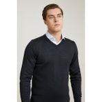 D's Damat 5HF060632003D Regular Fit Siyah Düz Örgü Kazak