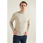 D's Damat 5HF06ORT63100 Slim Fit Bej Fitilli Boğazlı Kazak