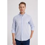 D's Damat 6HC02ORT10265 Slim Fit Açık Mavi Çizgili Erkek Gömlek