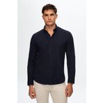 D's Damat 6HC02ORT63265 Slim Fit Lacivert Keten Görünümlü Erkek Gömlek