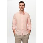 D's Damat 6HC02ORT63265 Slim Fit Pembe Keten Görünümlü Erkek Gömlek
