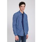 D's Damat 7HC02ORT09265 Slim Fit Mavi Kareli Erkek Gömlek