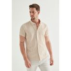 D's Damat 8HC02ORT04265 Slim Fit Bej Gofre Erkek Gömlek
