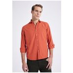 D's Damat 8HC02ORT14327 Regular Fit Turuncu Düz Erkek Gömlek