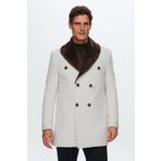 D's Damat 9HF08ORT10004 Regular Fit Bej Yakası Çıkartılabilir Kürklü Kaban