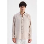 D'S Damat Ds Damat Comfort Bej Düz Gömlek 6HC020302304M