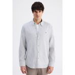 D'S Damat Ds Damat Comfort Haki Çizgili Gömlek 6HC02G816304M - 2XL