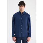 D'S Damat Ds Damat Comfort Indigo Düz Gömlek 6HC020302304M - İndigo - 3XL