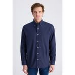 D'S Damat Ds Damat Comfort Lacivert Balıksırtı Pamuklu Gömlek 1HC02HD13265M - XL