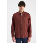 D'S Damat Ds Damat Comfort Pas Düz %100 Keten Gömlek 6HC02AP01304M - 3XL