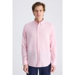 D'S Damat Ds Damat Comfort Pembe Armürlü %100 Pamuklu Gömlek 4HC02K8122652 - 2XL