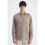 D'S Damat Ds Damat Comfort Vizon Düz %100 Keten Gömlek 6HC02AP01304M - 3XL
