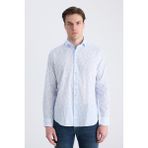D'S Damat Ds Damat Regular Fit Mavi Baskılı %100 Pamuklu Gömlek 4HC02AD013270