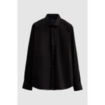 D'S Damat Ds Damat Regular Fit Siyah Düz Gömlek 5HE02DY05289M - 3XL