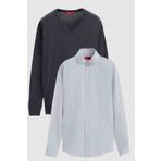 D'S Damat Ds Damat Slim Fit Antrasit Pamuk Karışımlı 2'Li V Yaka Triko Ve Gömlek 1HC0206VBN01