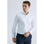 D'S Damat Ds Damat Slim Fit Beyaz Düz Pamuk Saten Gömlek