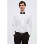 D'S Damat Ds Damat Slim Fit Beyaz Düz Smokin Gömlek 4HSS2DY05552M