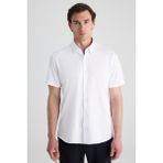 D'S Damat Ds Damat Slim Fit Beyaz Örme Gömlek - 3XL
