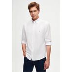 D'S Damat Ds Damat Slim Fit Beyaz Oxford Düğmeli Yaka Kolay Ütülenebilir Nakış Detaylı Pamuklu Gömlek 4HC02ORT03265 Beyaz