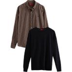 D'S Damat Ds Damat Slim Fit Camel Pamuk Karışımlı 2'li Bisiklet Yaka Triko ve Gömlek 1HC0206EKBN01 - Taba
