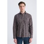 D'S Damat Ds Damat Slim Fit Kahverengi Baskılı %100 Pamuklu Gömlek 3HC0221213271
