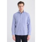 D'S Damat Ds Damat Slim Fit Lacivert Çizgili Gömlek - XL