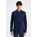 D'S Damat Ds Damat Slim Fit Lacivert Örme Gömlek 6HF02G801281M