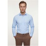 D'S Damat Ds Damat Slim Fit Mavi Klasik Kravatlık Uzun Kol Kolay Ütülenebilir Gömlek