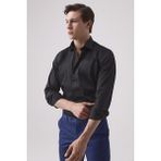 D'S Damat Ds Damat Slim Fit Siyah Düz Gömlek 4HE02DY05006M - XS