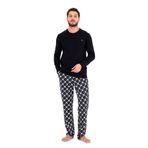 Ds Damat Ekose Desen Biyeli Pijama Takımı SİYAH
