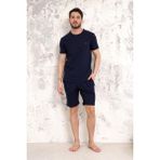 D'S Damat Maschio Pamuk Şort Takım Siyah Erkek Regular Fit Yumuşak Dokulu Konforlu Pijama - XL - Lacivert