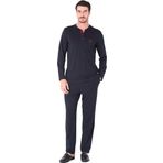 D'S Damat Pijama Takımı Yarım Patlı Uzunkol Lacivert