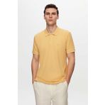 Ds Damat Regular Fit Açık Sarı Pike Dokulu %100 Pamuk Kıvrılmaz Polo Yaka Nakışlı T-Shirt 4HC14ORT51000