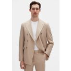 Ds Damat Regular Fit Bej Çizgili Kruvaze Takim Elbise